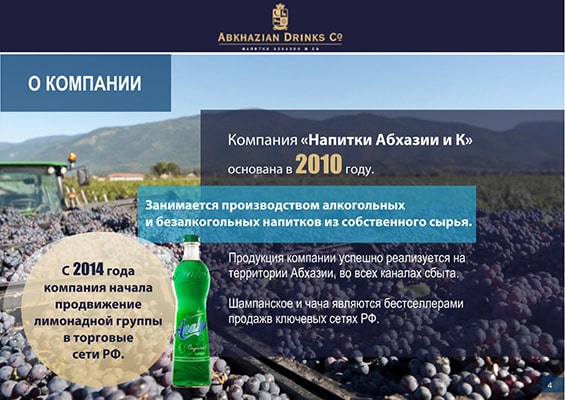 Презентация компании «Напитки Абхазии и К» слайд 3